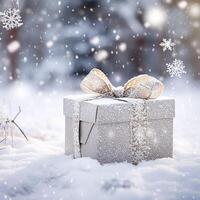 ai generato Natale vacanza regalo e regalo, regalo scatola nel il neve nel nevicata inverno campagna natura per boxe giorno, vacanze shopping vendita foto