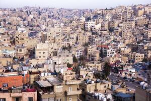 aereo Visualizza di amman città il capitale di Giordania. città fuga di amman. foto