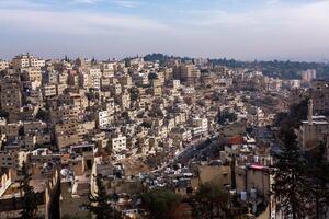 aereo Visualizza di amman città il capitale di Giordania. città fuga di amman. foto