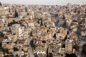 aereo Visualizza di amman città il capitale di Giordania. città fuga di amman. foto