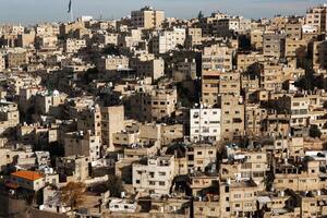 aereo Visualizza di amman città il capitale di Giordania. città fuga di amman. foto