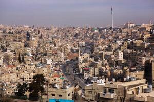 aereo Visualizza di amman città il capitale di Giordania. città fuga di amman. foto
