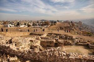 aereo Visualizza di amman città il capitale di Giordania. città fuga di amman. foto