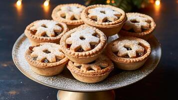 ai generato tradizionale inglese tritare torte per Natale foto