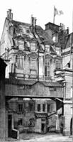vecchio facciata di il palazzo di giustizia, Vintage ▾ incisione. foto