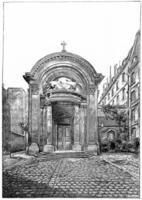 cappella di il ex Università di il Longobardi, ruta des carmelitani, Vintage ▾ incisione. foto