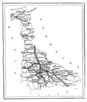 carta geografica di meurthe-et-moselle, Vintage ▾ incisione. foto