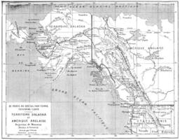 carta geografica di territorio di alaska e Britannico America, Vintage ▾ incisione. foto