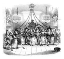 sala da ballo Maggio dà Versailles durante il carnevale di il anno 1763, Vintage ▾ incisione. foto