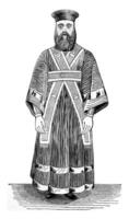 suddiacono, ecclesiastico costume Grecia, Vintage ▾ incisione. foto