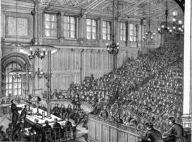 un' corso di il conservatorio e artigianato, Vintage ▾ incisione. foto