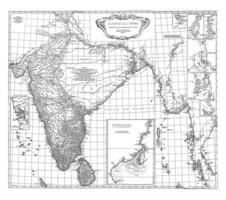 carta geografica di India e il occidentale costa di Birmania, Vintage ▾ illustrazione. foto