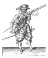 soldato soffiaggio scintille a partire dal il padella di il suo moschetto, Vintage ▾ illustrazione. foto