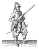 soldato Tenere il suo timone con il suo sinistra mano di il suo giusto lato, Vintage ▾ illustrazione. foto