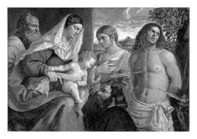 Maria con bambino con santo Sebastian foto
