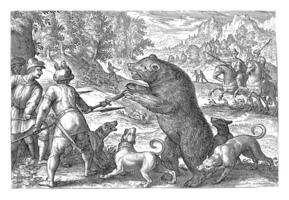 paesaggio con orso caccia, egbert Jansz, dopo antonio tempesta, 1598 foto