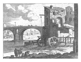 ponte e acqua mulino, Willem furgone nieulandt ii, dopo Paolo brillante, 1594 - 1635 foto