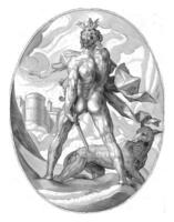 Marte su il nuvole, Giacobbe matham attribuito a, dopo hendrick golzio, 1599 - 1603 foto