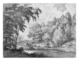 paesaggio con un' serpeggiante fiume, lodewijk de Vadder, 1615 - 1655 foto