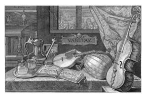 vanitas ancora vita con musicale strumenti, teodoro Matham, 1622 foto