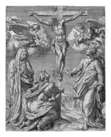 Cristo su il attraverso, affiancato di Due angeli, hieronymus wierix foto