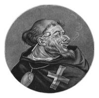 monaco con un' tubo, Giacobbe Gola, dopo corniola Dusart, 1693 - 1700 foto