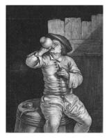 potabile uomo su un' botte, Nicolaes furgone haeften, 1673 - 1715 foto