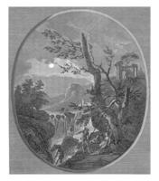 paesaggio con un' cascata e un' rovina, antonio abbronzatura, giovanni abbronzatura, dopo claude Giuseppe vernetto, 1754 - 1842 foto