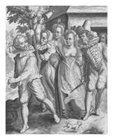il prodigo figlio ha sprecato il suo i soldi e è inseguito lontano, Nicolaes de bruyn, 1581 - 1656 foto