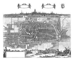 carta geografica di il città di utrecht con paesaggio urbano, anonimo, johannes Jacobsz furgone tana Aveele, c. 1700 - c. 1710 foto