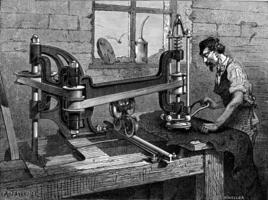 lucidatura macchina brevetto pelli, Vintage ▾ incisione. foto