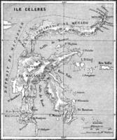 carta geografica di sulawesi isola, Vintage ▾ incisione. foto