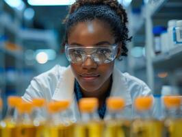 ai generato sperimentando con il futuro Da donna urto nel stelo laboratori foto