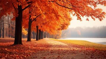 ai generato colorato autunno paesaggio natura sfondo foto