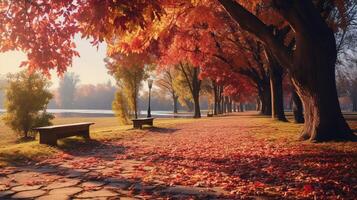 ai generato colorato autunno paesaggio natura sfondo foto