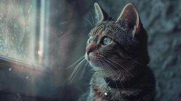 ai generato gatto con un' gatto collare professionale fotografia foto