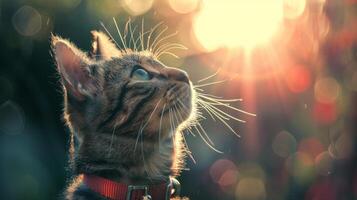 ai generato gatto con un' gatto collare professionale fotografia foto