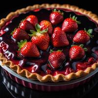 ai generato delizioso fragola crostata foto