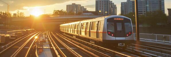 ai generato cc telecamera cattura il scena di il in movimento la metropolitana treno foto