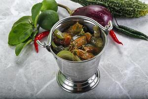 tailandese verde curry con gamberetto foto
