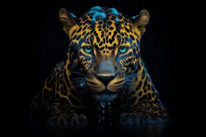 ai generato avvicinamento ritratto di un' tigre guardare direttamente a il spettatore, generativo ai foto