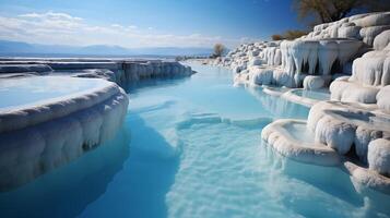 ai generato pamukkale, pamukkale travertino terrazze, tacchino foto