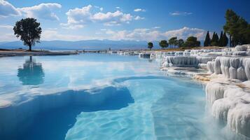 ai generato pamukkale, pamukkale travertino terrazze, tacchino foto