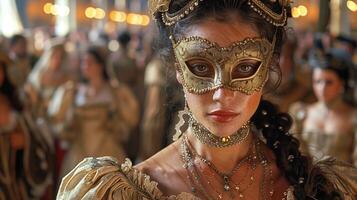 ai generato medievale francese masquerade palla foto