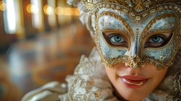 ai generato medievale francese masquerade palla foto