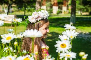 bella poco ragazza nel il natura, ragazza nel estate foto