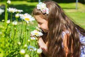 bella poco ragazza nel il natura, ragazza nel estate foto