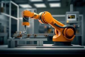 ai generato inteligente industriale automazione Avanzate robotica braccio nel moderno fabbrica. creato con generativo ai foto