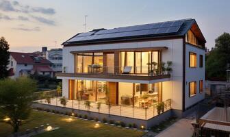 ai generato un' sostenibile casa motorizzato di solare energia foto