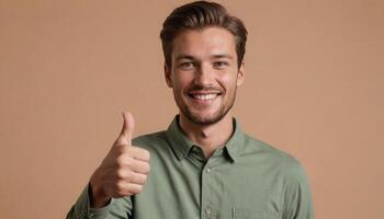 ai generato sorridente uomo nel colletto camicia foto